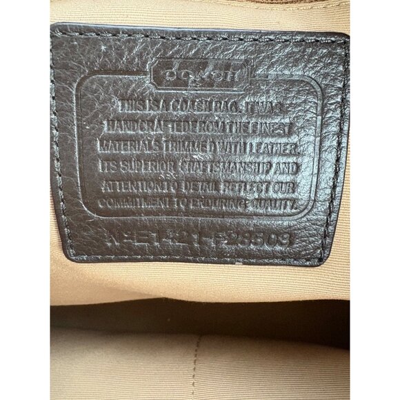 Coach Y2K Devin Signature Stripe Canvas & Leather Tote Shoulder Bag Brown/Green - Picture 8 of 15